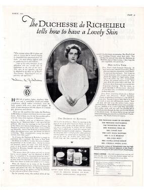 Ponds Two Creams Advertisement 1925 Vintage Duchesse De Richelieu Beauty Women